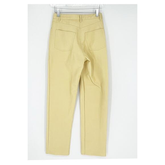 Aritzia Wilfred Melina Faux Leather Straight Leg Pants 4 Yellow - Picture 2 of 5